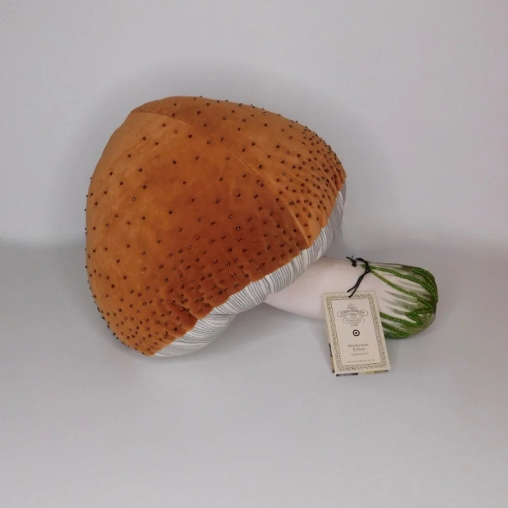 Plush Mushroom Accent Pillow in Brown and Cream
